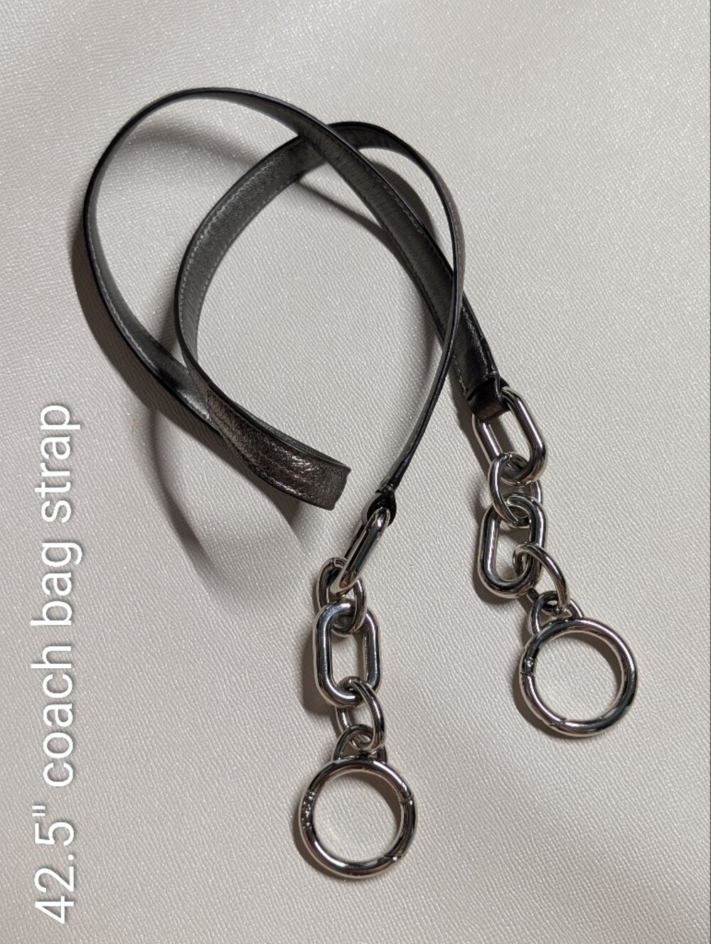 Coach Leather Crossbody Strap in Black with Silver Hardware Chain